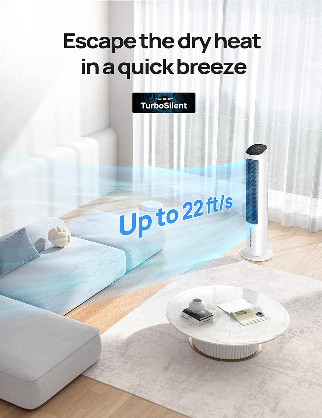 40" Oscillating Tower Fan with Remote Control, 3 Modes 4-Speed, White S53266