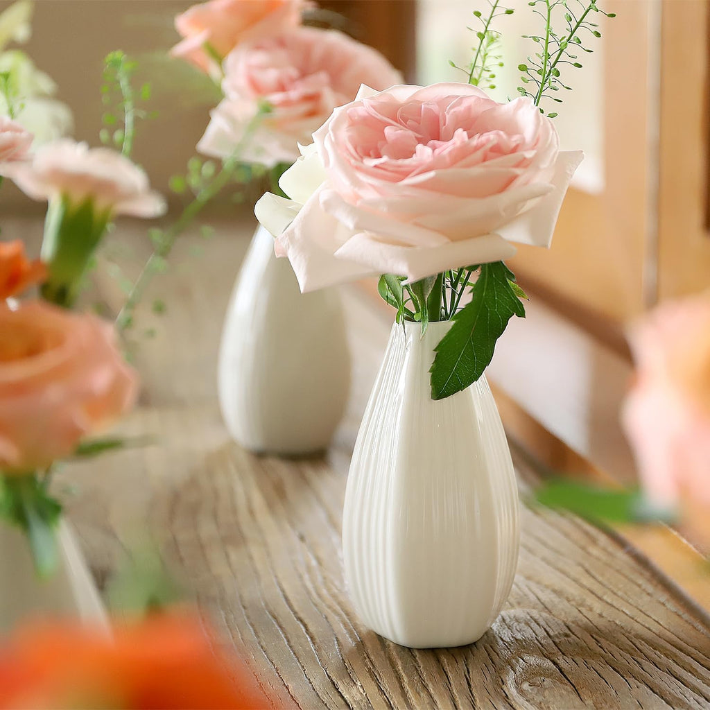 Mini Ceramic Vase Set of 10 White V673
