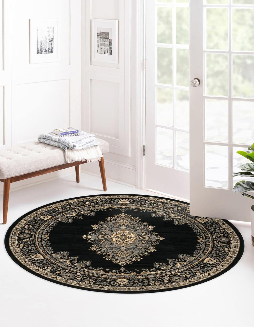 8 Ft Round Black Rug N85181