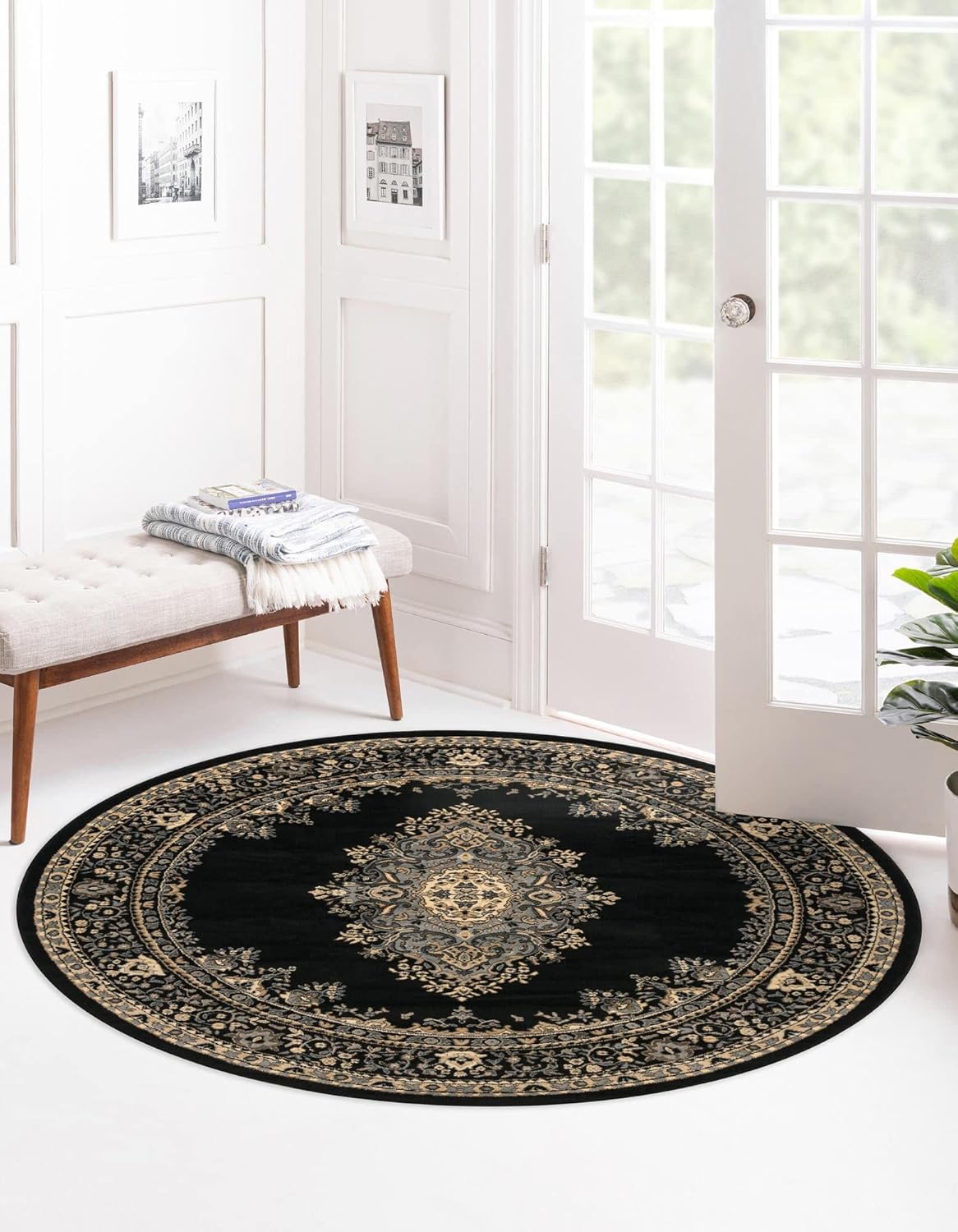 8 Ft Round Black Rug N85181
