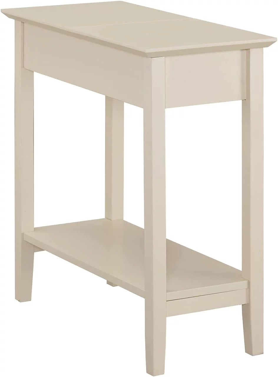Cream Narrow End Table with Storage Shelf H5270