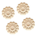 4Pcs Round Wood Appliques for Furniture Decoration (3.15"x3.15") I832397