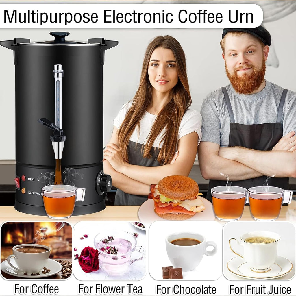 50-Cup 8 L Black Stainless Steel Coffee Urn Z261