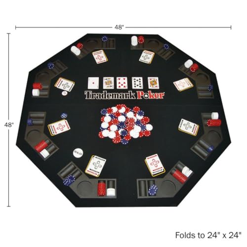Foldable Poker Table Topper with Carry Case, 300 Poker Chips, 2 Decks of Cards, Dealer and Blind Buttons Z82394