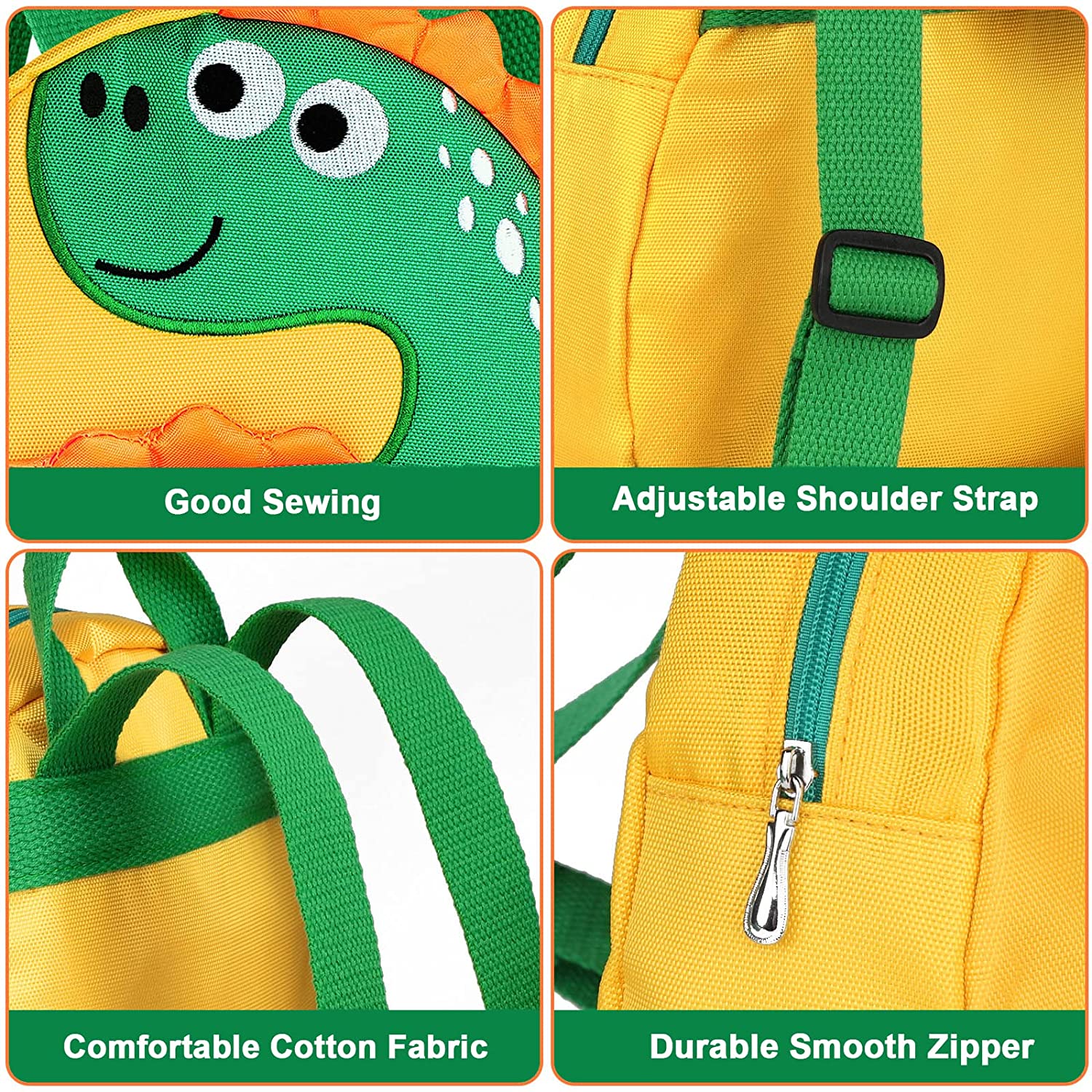 Yellow Dinosaur Toddler Backpack with Harness Leash Wristband Y85900