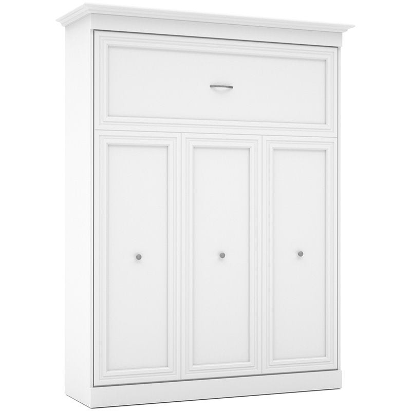 White Gray Wood Queen Murphy Bed with Sofa S784496