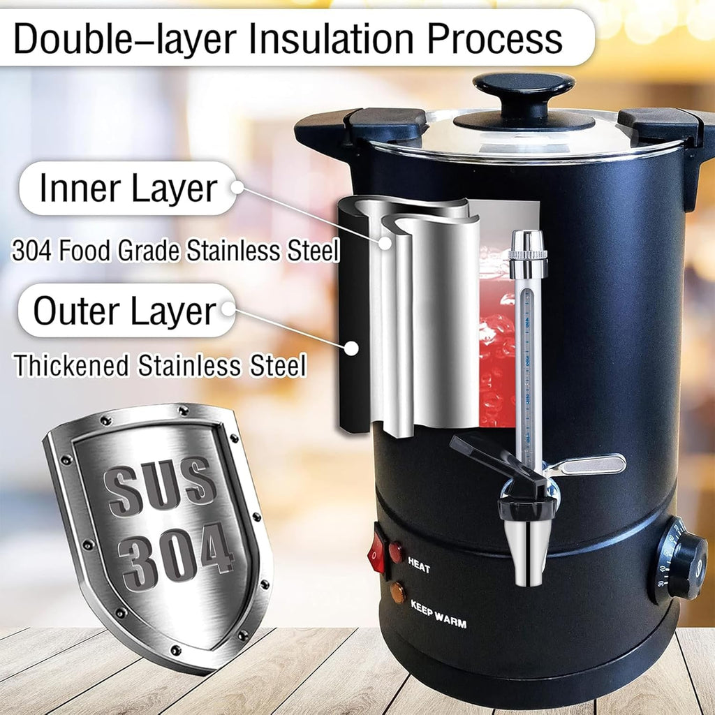 50-Cup 8 L Black Stainless Steel Coffee Urn Z261