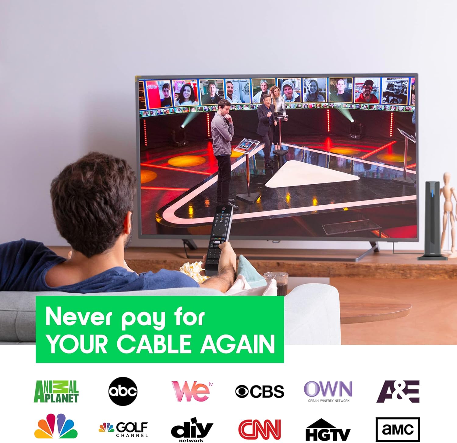 Digital Amplified Indoor TV Antenna with 9.8ft Coaxial Cable, Pack of 2 J471839