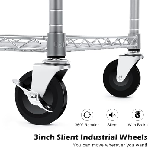 3 Tier Wire Rolling Utility Cart with Wheels and Handle Bar O53880