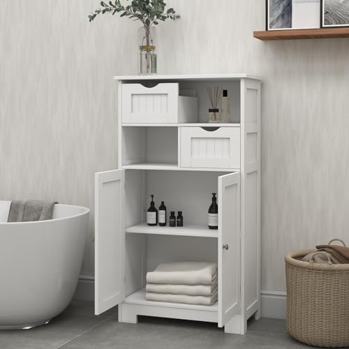 White 2 Door 1 Drawer Free-Standing Bathroom Floor Cabinet A779