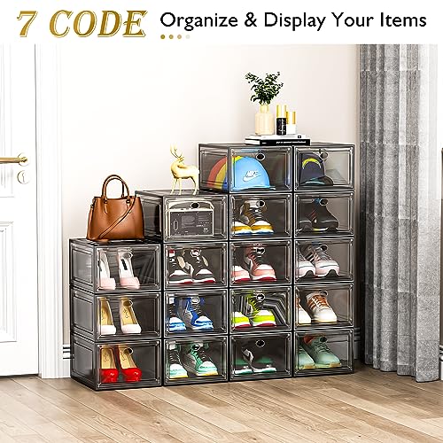 White Clear Plastic Shoe Storage Organizer Stackable Boxes 6 Pack V9592