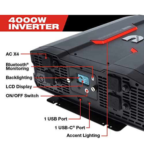 5000 Watts Modified Sine Wave Truck Inverter 12 Volts to 110 Volts Four AC Outlets Two USB Ports D311079
