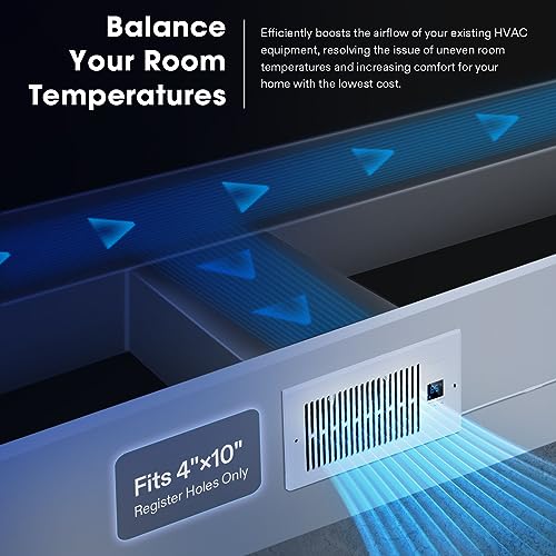 Quiet Register Booster Fan 4”×10” with Intelligent Thermostat Control D578864