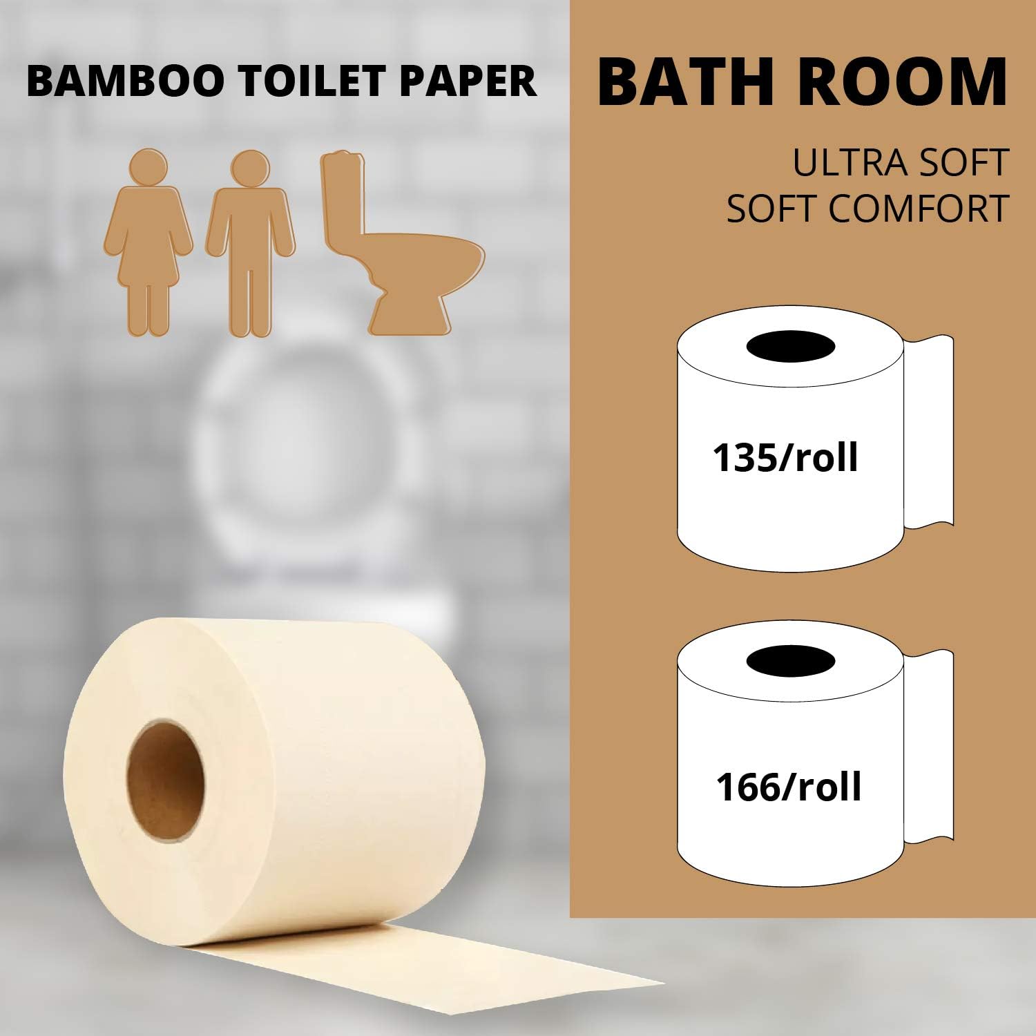40 Mega Rolls Bamboo Toilet Paper, 10000 Sheet Count W514955