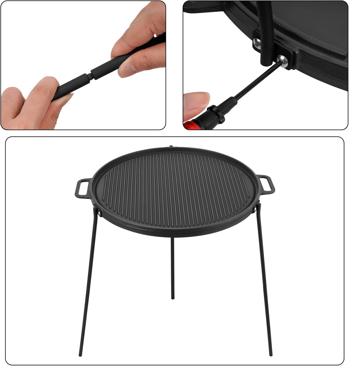 18" Cast Iron Double Sided Reversible Griddle Pan with Handles K835