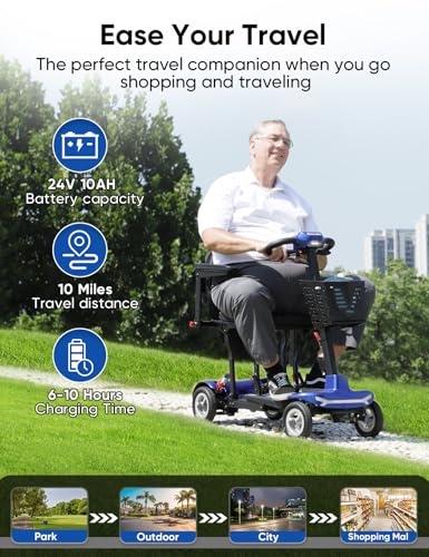 37.5 lbs Ultra Lightweight Folding 4 Wheel Mobility Scooter, Blue G1567