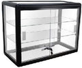 Black Aluminum Display Table Top Tempered Glass Show Case with Sliding Glass Doors and Lock C312294