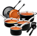 12 Piece Nonstick Copper Ceramic Cookware Set with Spatula & Spoon L468