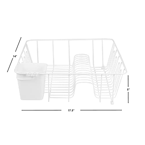 Black Vinyl Coated Wire Dish Drying Rack with Square Utensil Holder U81196
