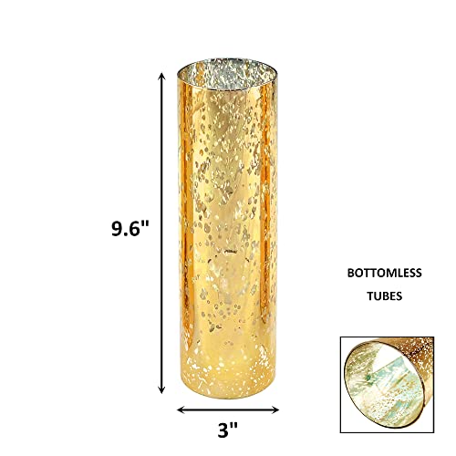 2 PCS Mercury Gold Glass Hurricane Candleholder S94783