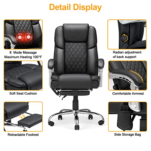 White Ergonomic Office Chair with Massage and Heat V304129
