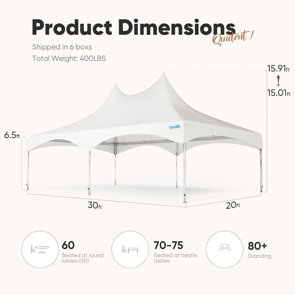 20x30ft White Vinyl Party Tent Canopy Gazebo Q612403