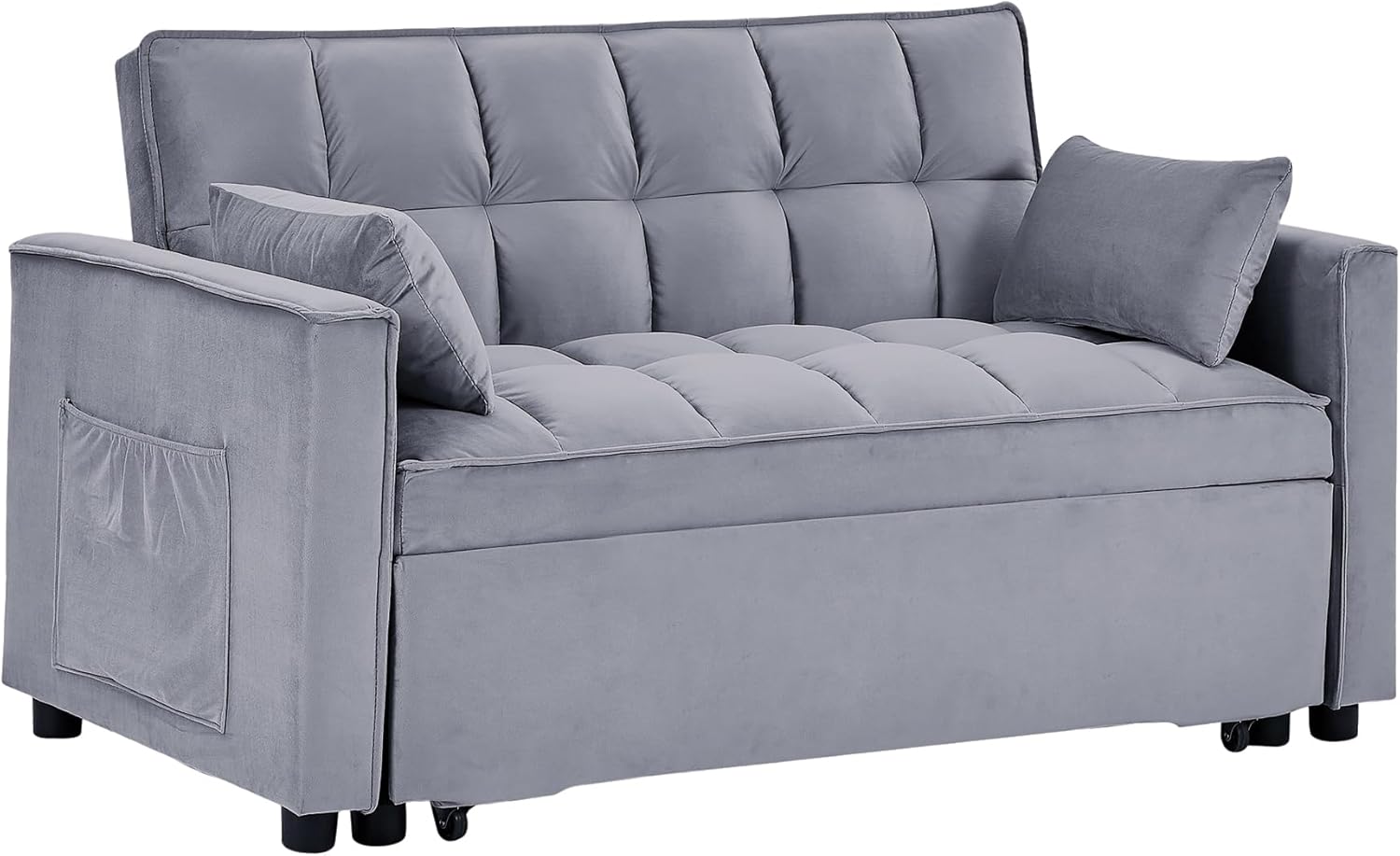 Tufted Velvet Convertible Sleeper Sofa Bed with Pullout Bed I529745