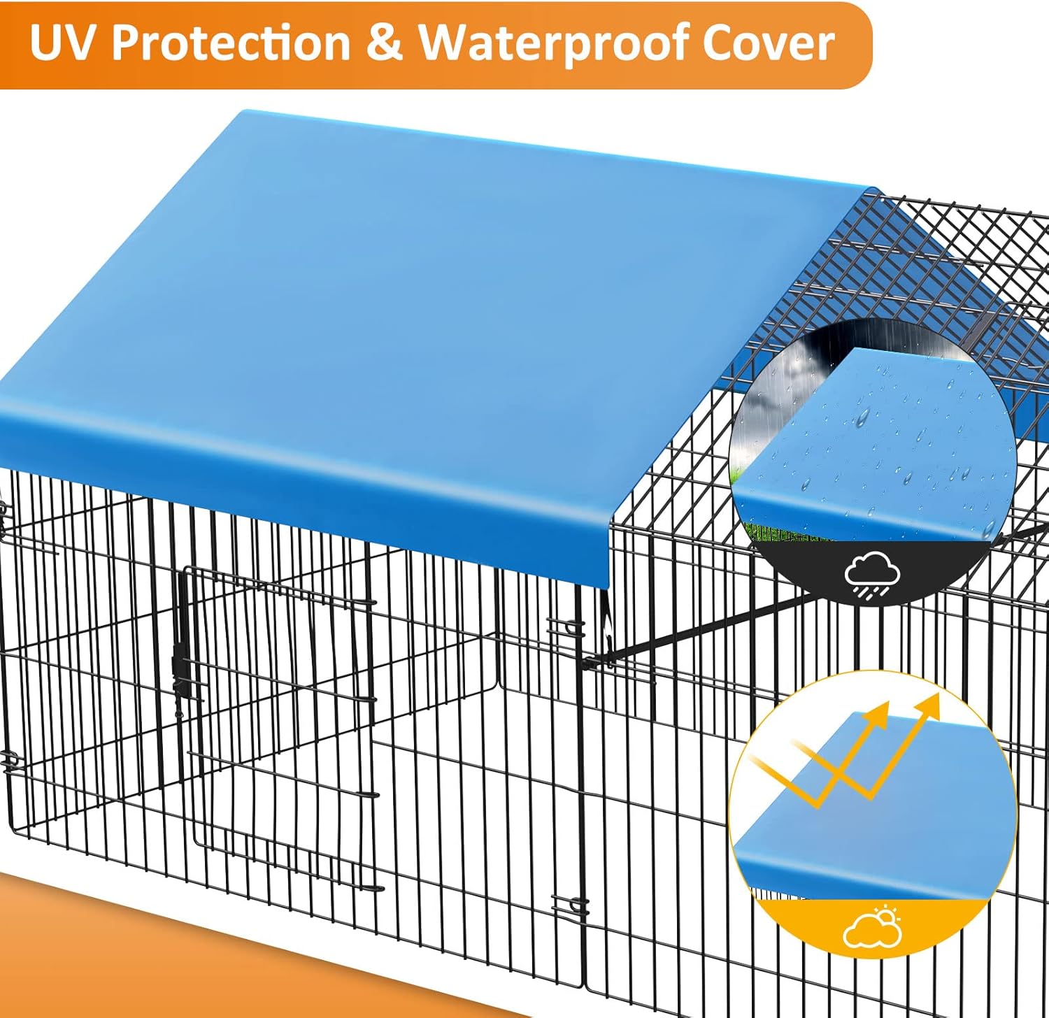 Metal Chicken Coop 86"×40"×39" with Cover C3180