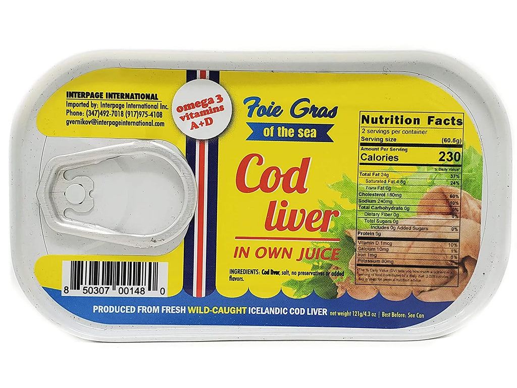 Canned Cod Liver In Own Oil 4.3oz Pack of 12 X44318