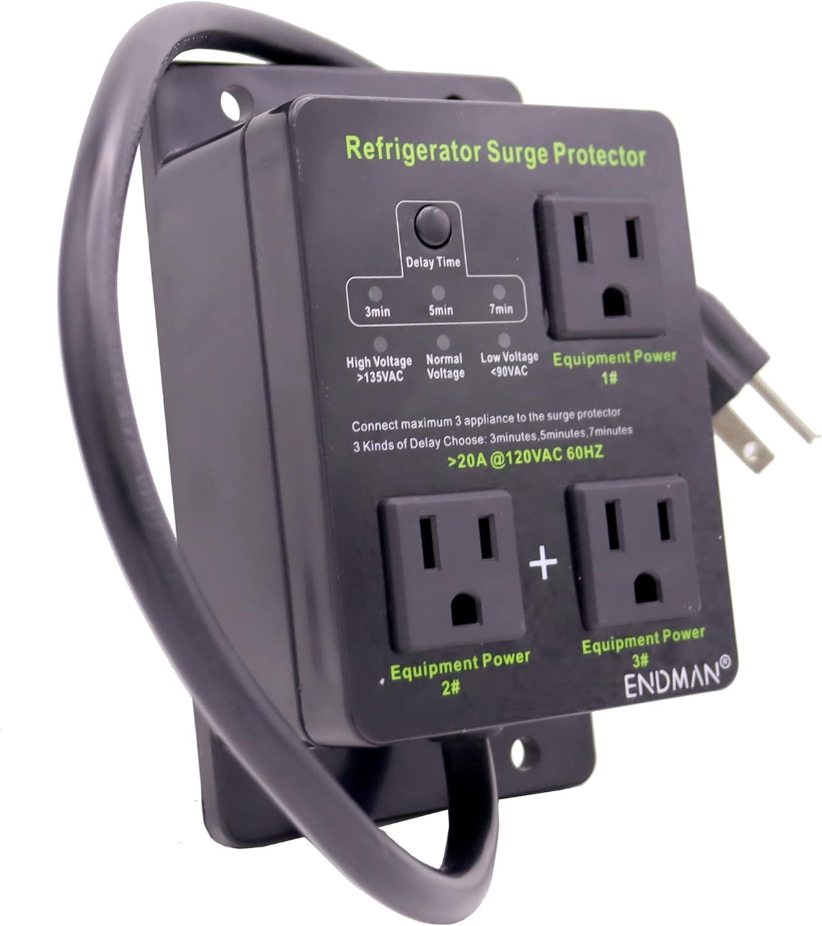 Refrigerator Surge Protector Three Outlet Voltage Protector with Time Delay P18134