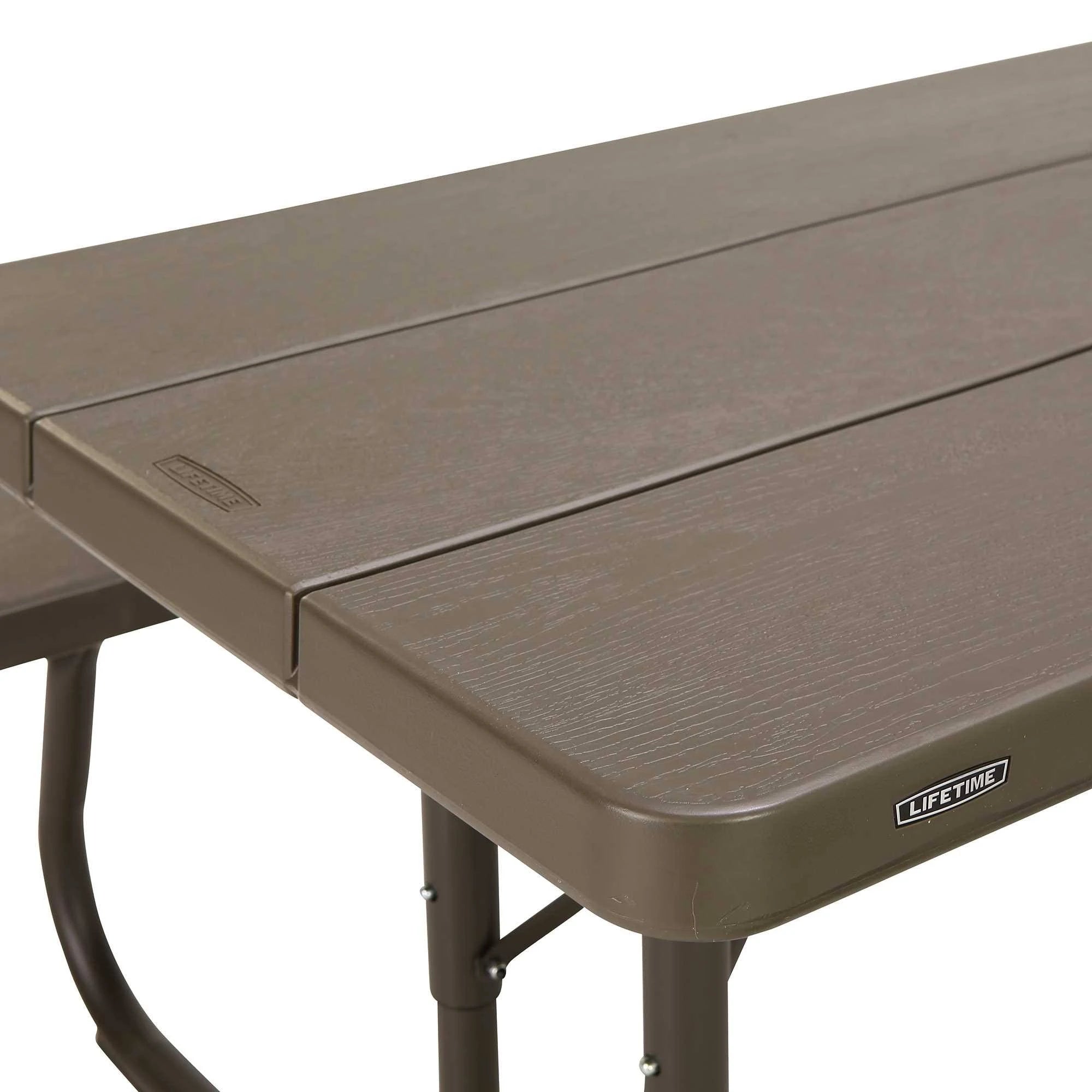 6-Foot Dark Brown Faux Wood Folding Picnic Table U529864