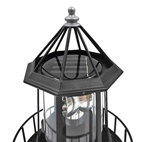 Black LED Solar Rotating Lighthouse Lantern P97965