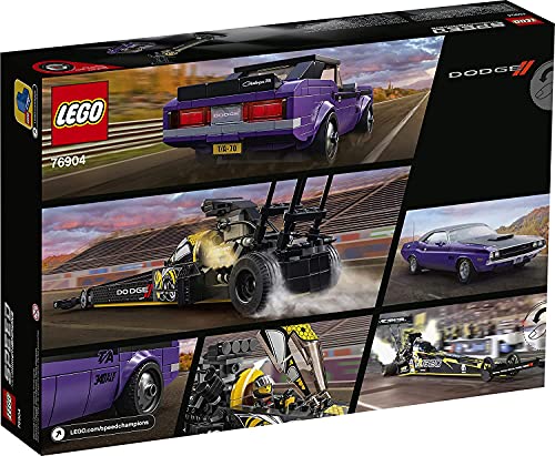 LEGO Speed Champions Dodge//SRT Top Fuel Dragster and 1970 Dodge Challenger T/A Building Toy (627 Pieces) I559