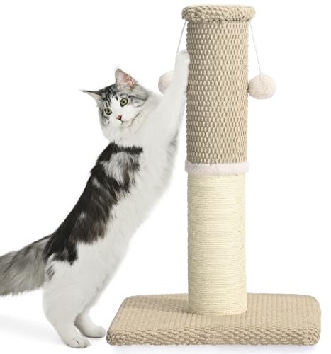 33" Natural Sisal Cat Scratching Post, Dark Grey U165