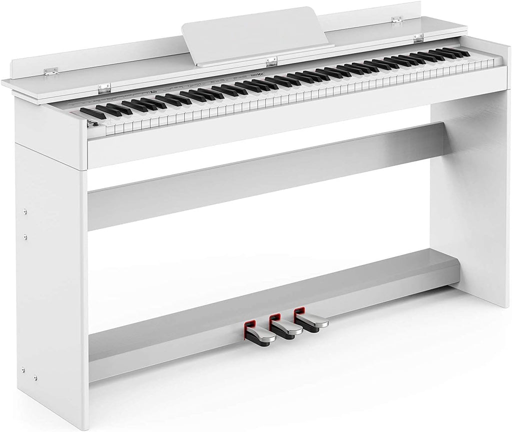 White 88-Key Weighted Digital Piano with 3-Pedal Unit Board, LCD Screen, Power Adapter, 53.5x29.9x12.2'' R998