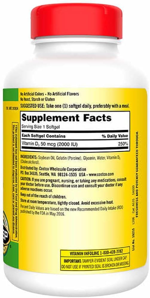 Extra Strength Vitamin D3 2000 IU 600 Softgels (Pack of 2) E8295