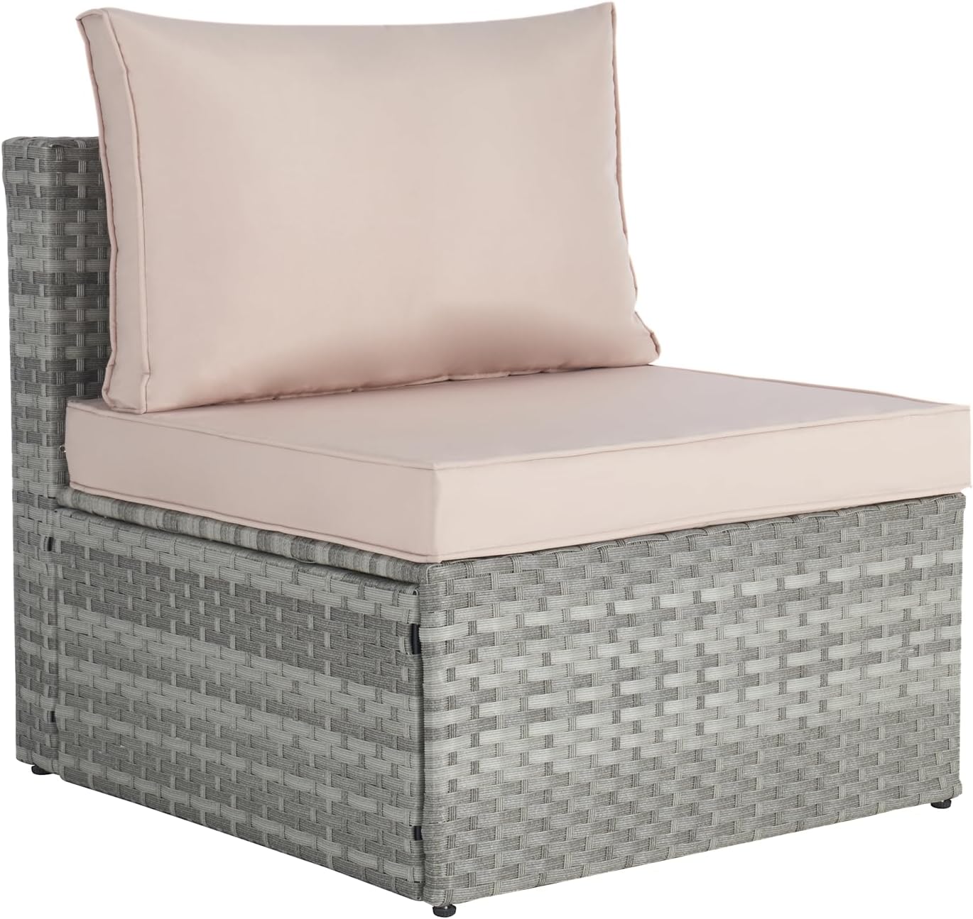 Beige 7 Piece PE Rattan Wicker Patio Conversation Set with Coffee Table B1590