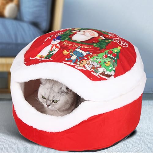 Red Plush Synthetic Fur Pet Sleigh Bed M614112