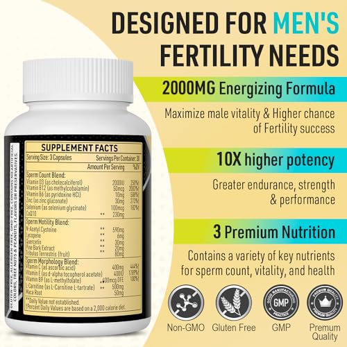 90 Capsules Male Prenatal Fertility Supplements with Maca Root, Zinc, Folate, B6, B12 M955759
