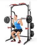 Power Cage Squat Rack with Adjustable Cable Crossover System Y2537