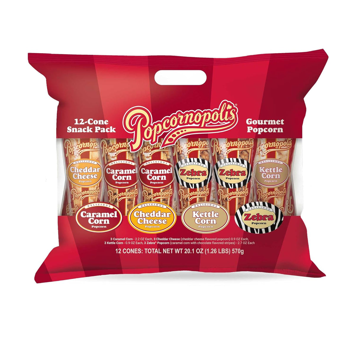 12 Cone Variety Gourmet Popcorn Snack Packs I9379