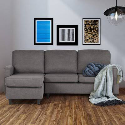 78.3x22 Wide Reversible Sofa Chaise Gray Polyester Blend K1972