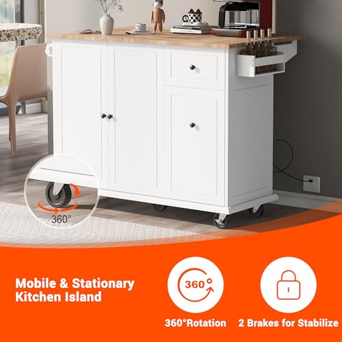 Kitchen Cart with Wood Top, 4 Drawers, Open Shelves and Door U902406