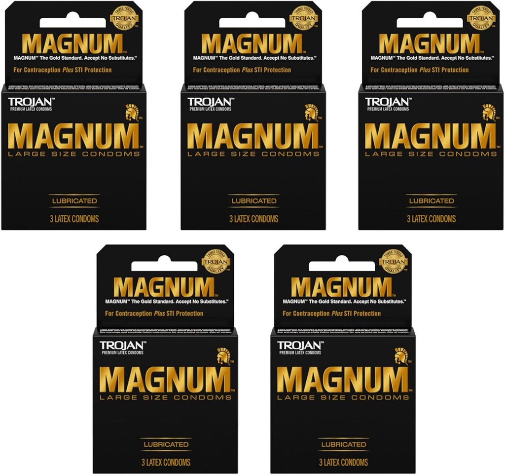 Large Lubricated Latex Condoms - 3 ct, Pack of 5 N11356
