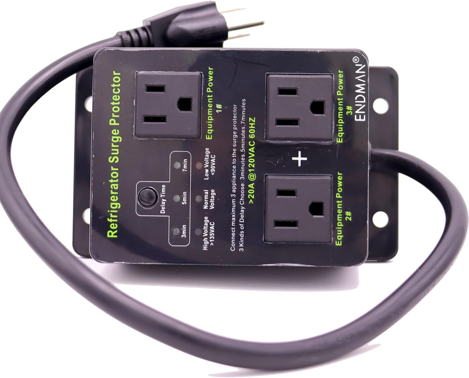 Refrigerator Surge Protector Three Outlet Voltage Protector with Time Delay P18134