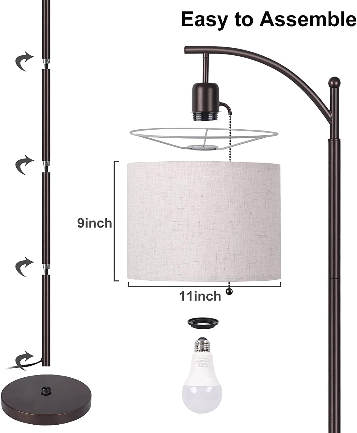 Brown Arc Floor Lamp with LED Bulb T763