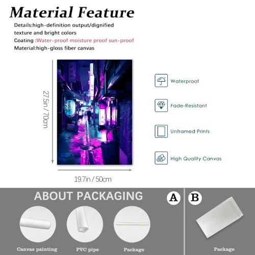 Cyberpunk Canvas Print Japanese Neon Style Poster Tokyo Anime Wall Art Picture C393