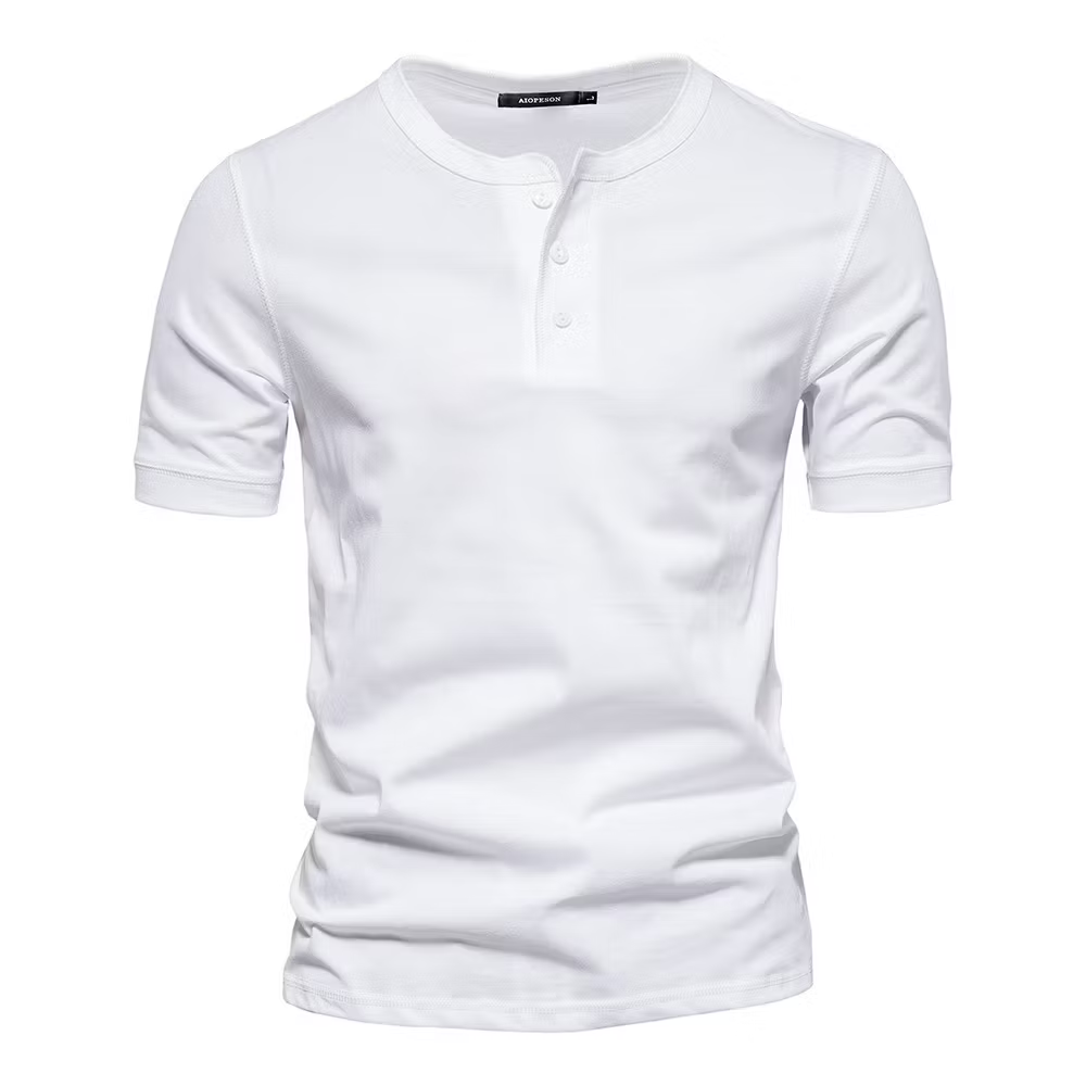 Mens Henley Short Sleeve Cotton Casual Shirt