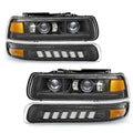 LED Headlights Assembly Headlamps Replacement with Sequential Turn Signal Hi/Low Beam DRL O30877