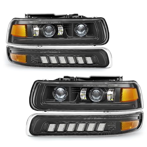 LED Headlights Assembly Headlamps Replacement with Sequential Turn Signal Hi/Low Beam DRL O30877